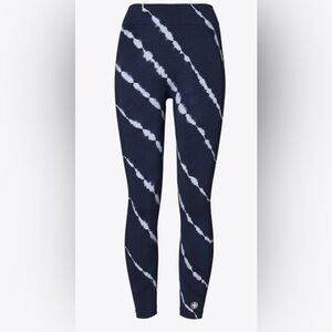 Tory Burch Navy and White Tie-Dye Leggings. NWT. Medium